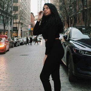 Black Rib Knit Cropped Turtle Neck Top Neck & Legging Lounge Set